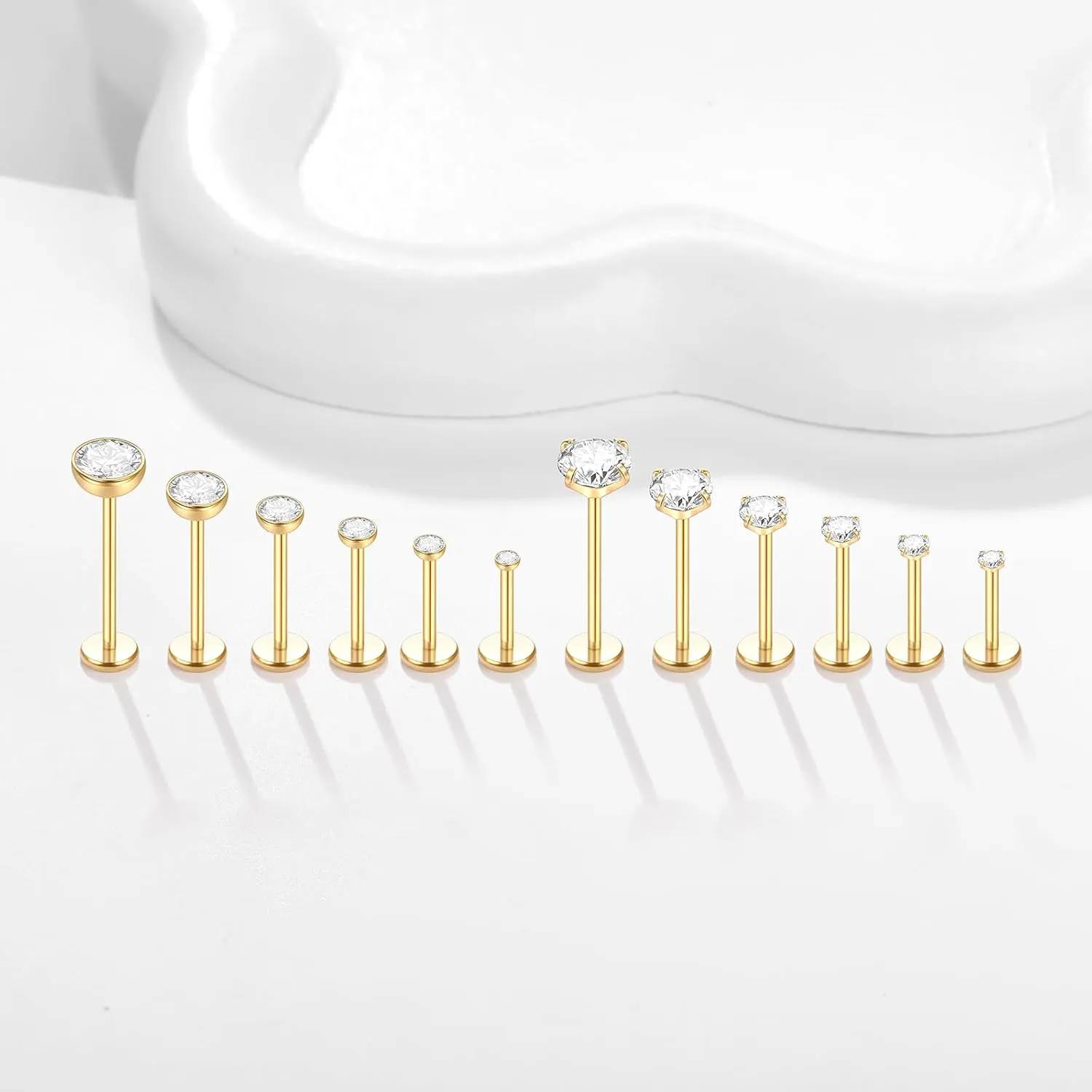 Xpircn 20G 18G 16G Threadless Push in Labret Lip Monroe Ring Nose Medusa Tragus Helix Cartilage Earrings Stud Piercing Jewelry for Women Men