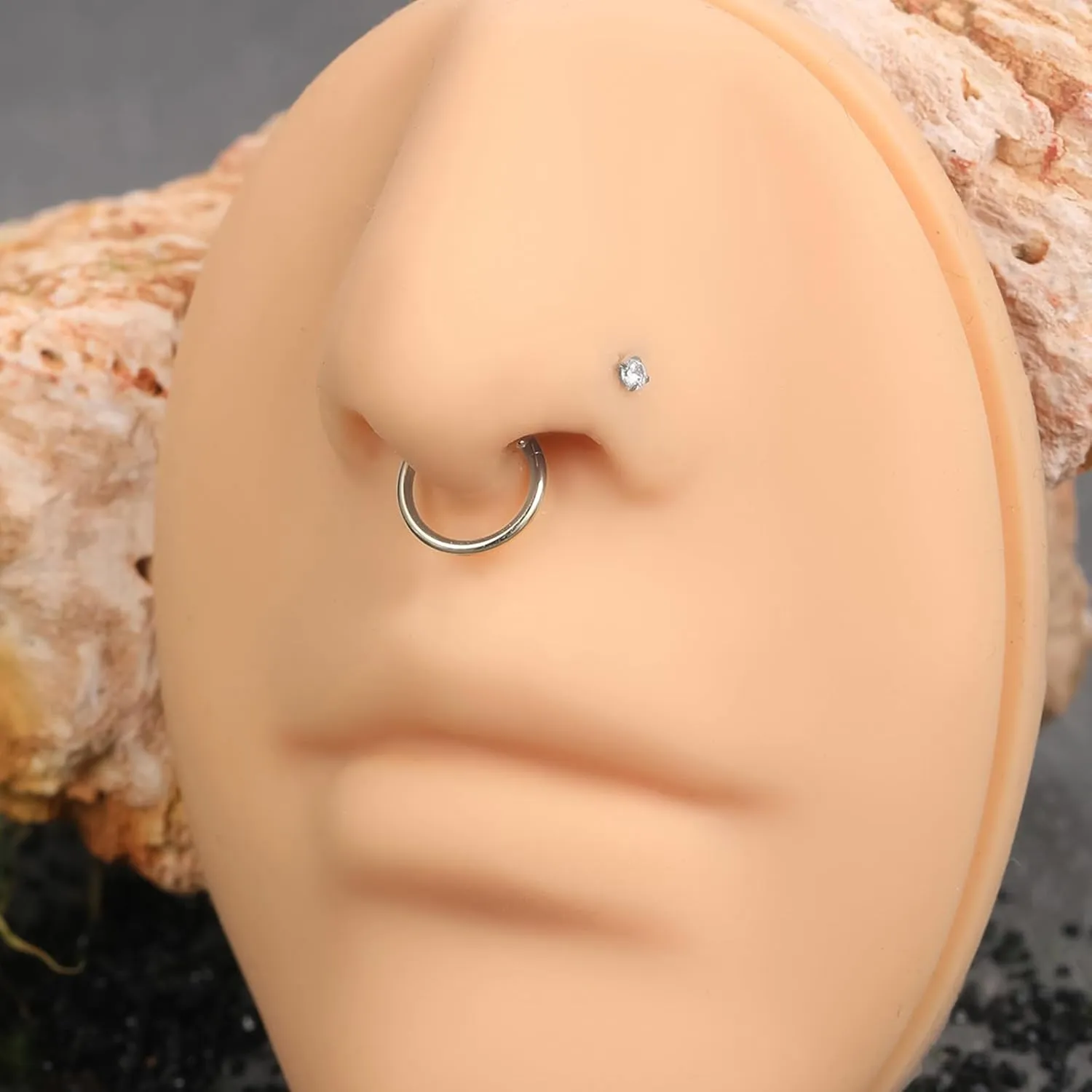 Xpircn 5pcs Hoop Nose Rings and L Shaped Nose Rings Stud Set 18G/20G Stainless Steel CZ Helix Conch Daith Tragus Cartilage Hoop Earrings for Women 6mm 7mm 8mm 10mm