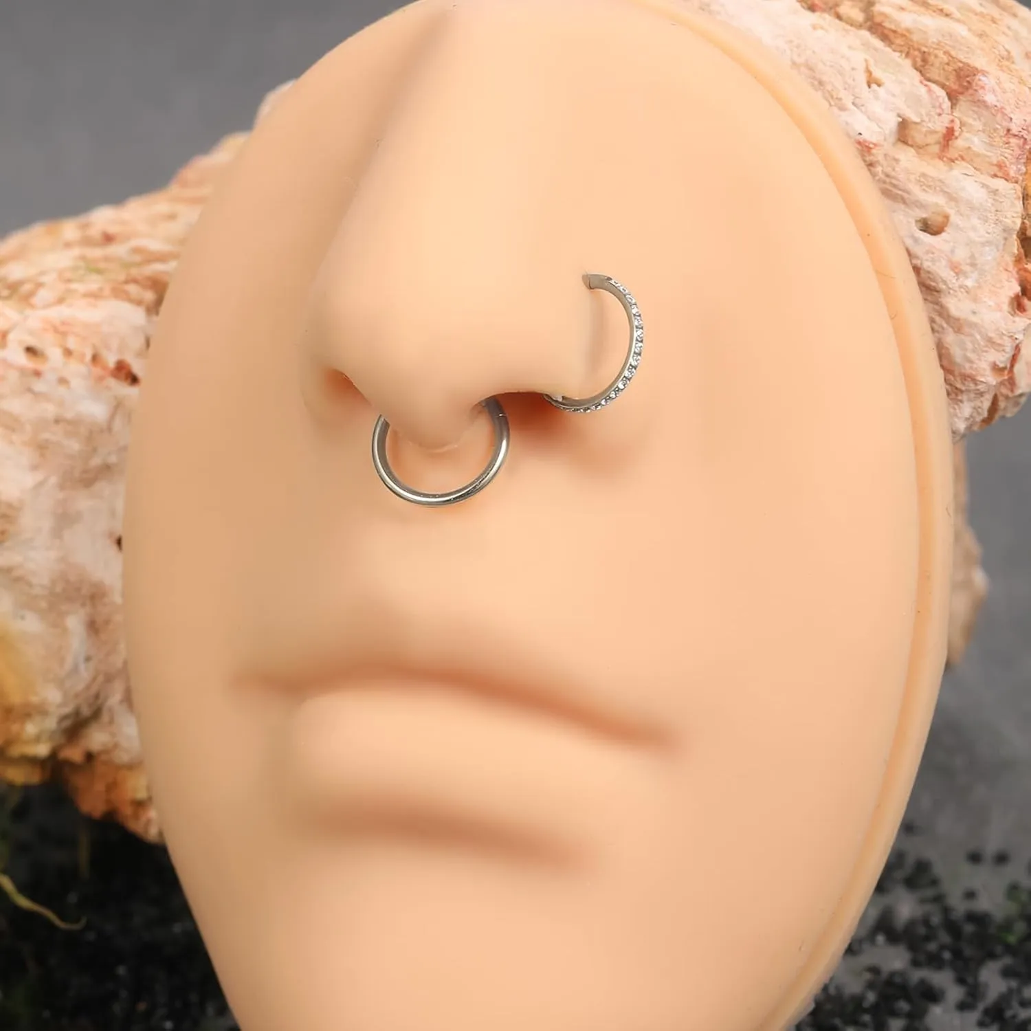 Xpircn 5pcs Hoop Nose Rings and L Shaped Nose Rings Stud Set 18G/20G Stainless Steel CZ Helix Conch Daith Tragus Cartilage Hoop Earrings for Women 6mm 7mm 8mm 10mm