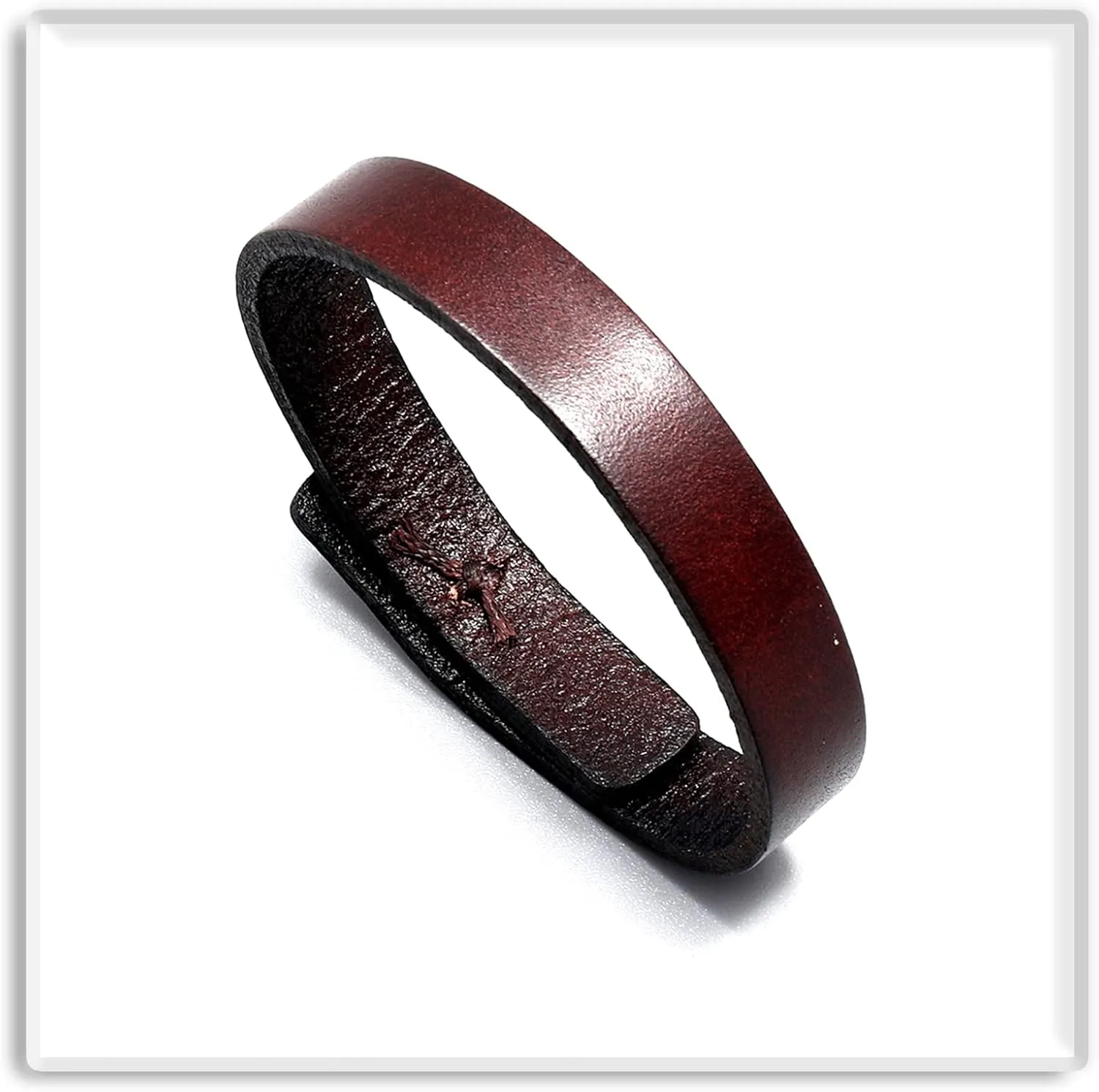 Xusamss Fashion Simple Button Wristband Leather Cuff Bracelet