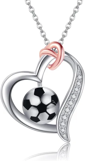 YAFEINI Volleyball/Baseball/Basketball/Tennis/Soccer/Golf/Necklace 925 Sterling Sliver Heart Sports Pendant Jewelry Gifts for Women