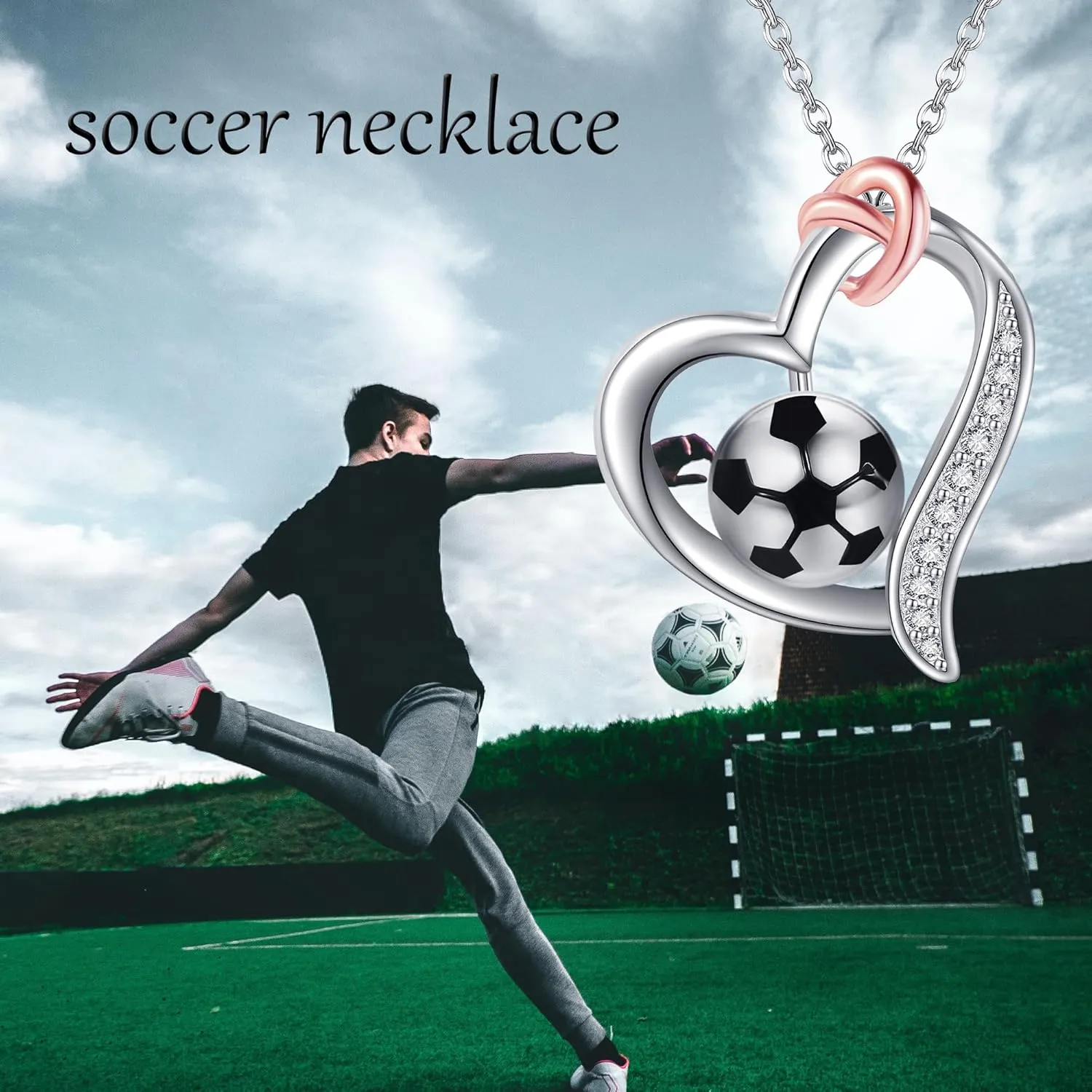 YAFEINI Volleyball/Baseball/Basketball/Tennis/Soccer/Golf/Necklace 925 Sterling Sliver Heart Sports Pendant Jewelry Gifts for Women