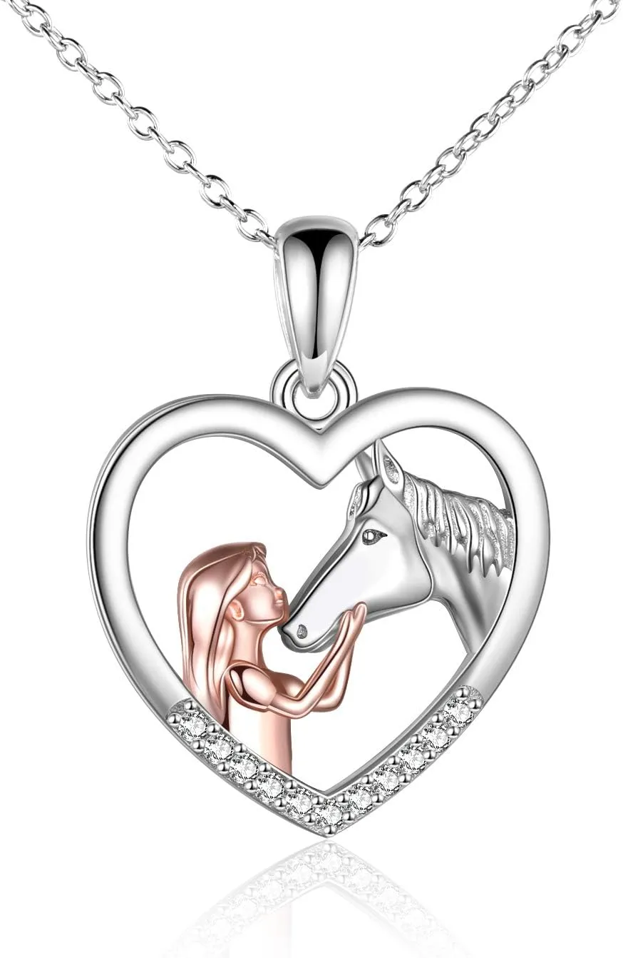 YFN Horse Pendant Necklace Sterling Silver Women with Horse Gift for Women
