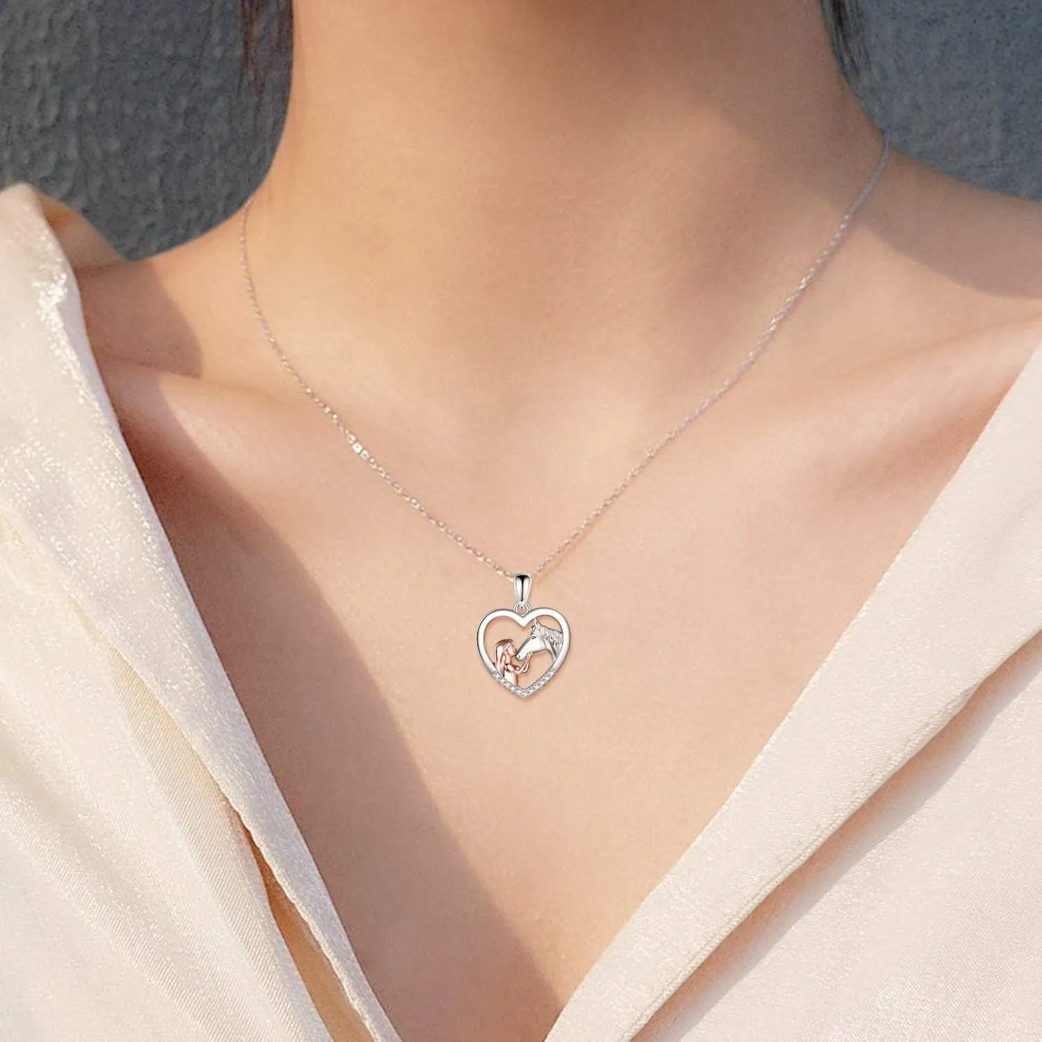 YFN Horse Pendant Necklace Sterling Silver Women with Horse Gift for Women