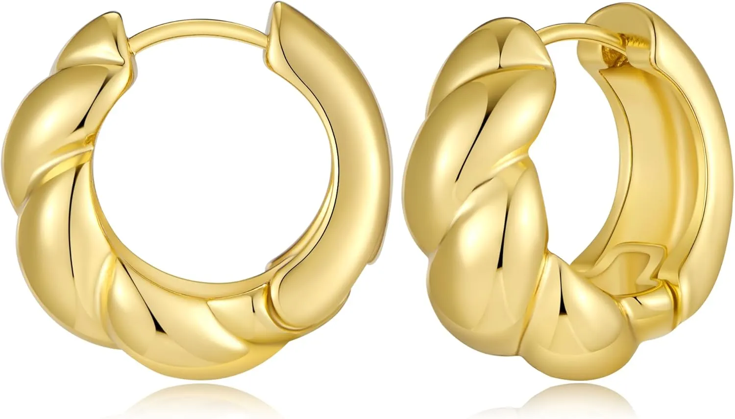 YUJIE Gold Chunky Twist Hoop Earrings Thick 18k Gold Plated Earrings for Women Trendy Jewelry