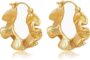 YUJIE Gold Hoop Earrings Twisted Chunky Flower Gold Plated Earrings for Women Vintage Jewelry