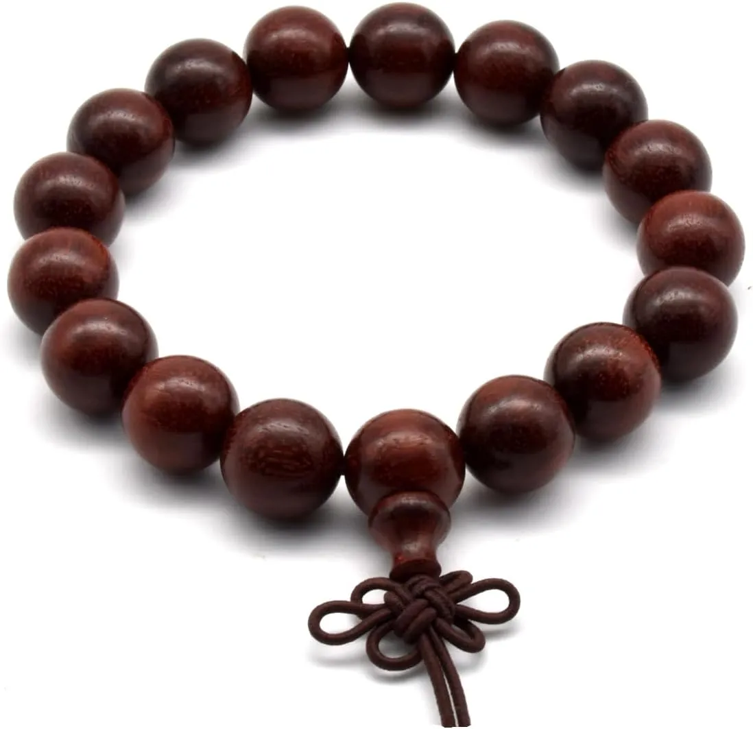 Zen Dear Unisex Natural African Blood Red Sandalwood Bracelet Prayer Beads Tibetan Buddhism Mala Necklace