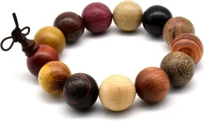Zen Dear Unisex Natural Colorful Wood Buddhist Prayer Beads Bracelet Necklace Tibetan Mala Prayer Beads