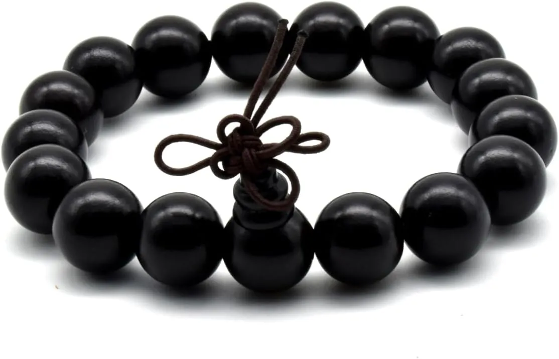 Zen Dear Unisex Natural Ebony Buddhist Prayer Bead Necklace Bracelet Tibetan Prayer Mala Beaded 108 Wood Beads Black