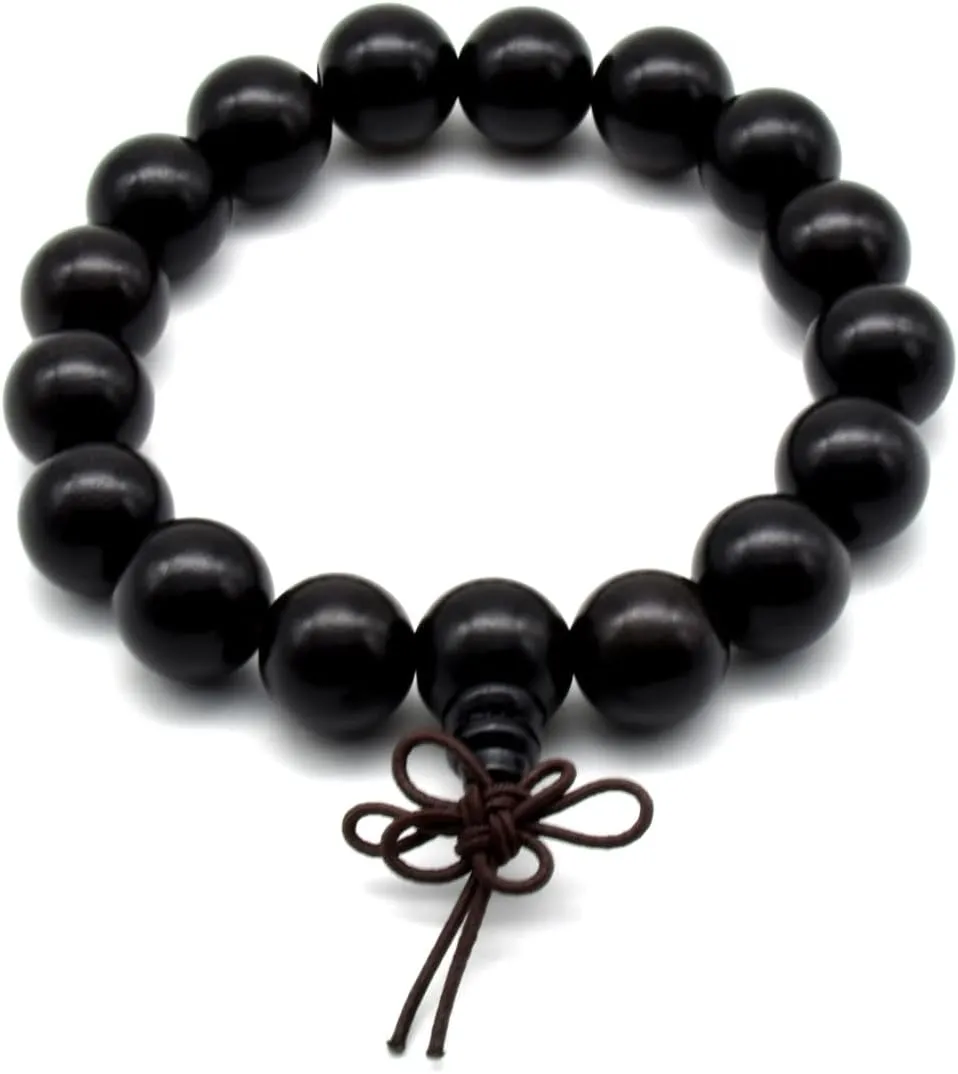 Zen Dear Unisex Natural Ebony Buddhist Prayer Bead Necklace Bracelet Tibetan Prayer Mala Beaded 108 Wood Beads Black