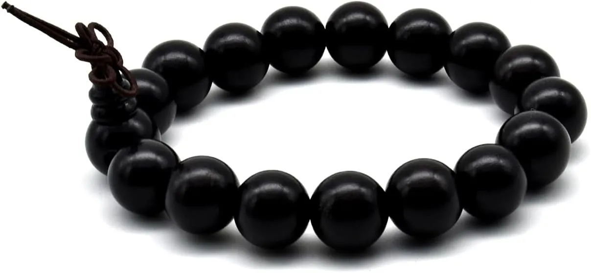 Zen Dear Unisex Natural Ebony Buddhist Prayer Bead Necklace Bracelet Tibetan Prayer Mala Beaded 108 Wood Beads Black