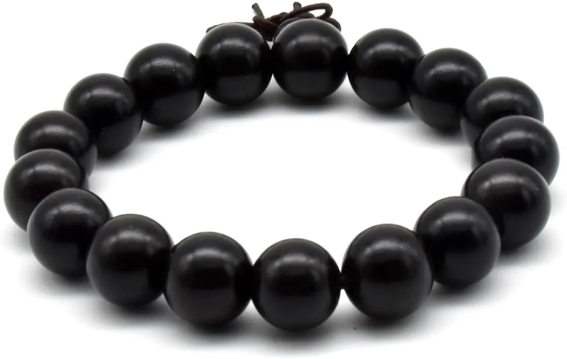 Zen Dear Unisex Natural Ebony Buddhist Prayer Bead Necklace Bracelet Tibetan Prayer Mala Beaded 108 Wood Beads Black