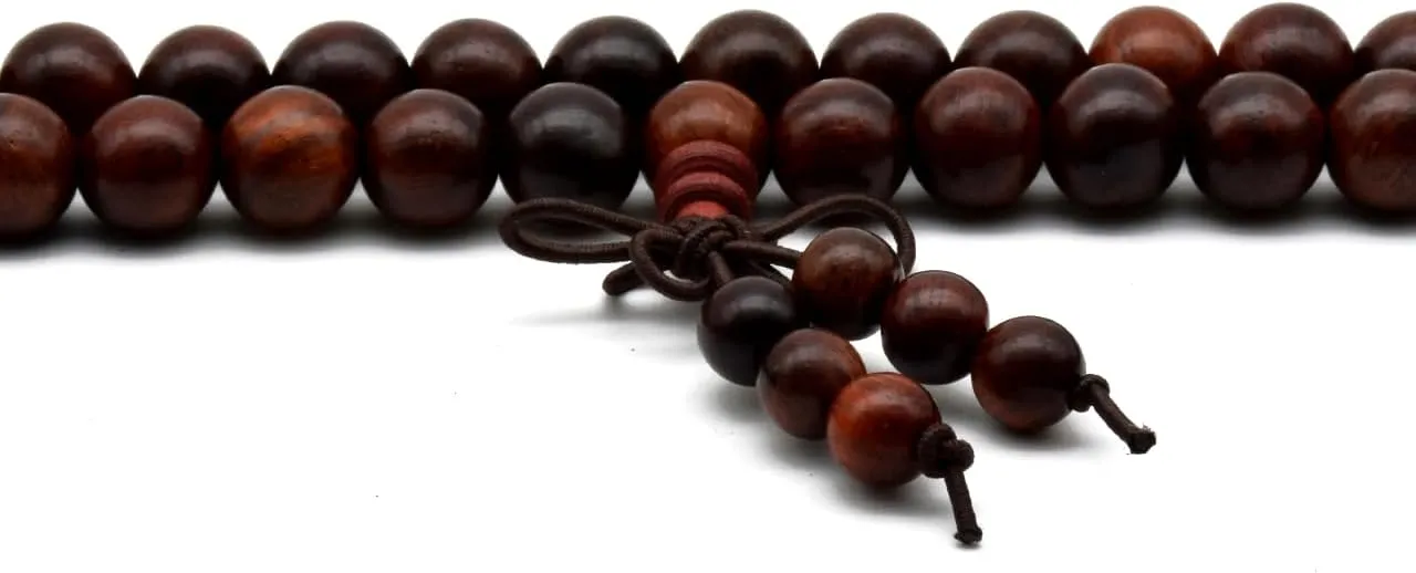 Zen Dear Unisex Natural Rosewood Prayer Beads Buddha Buddhist Prayer Meditation Mala Necklace Bracelet