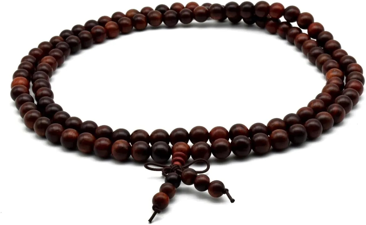 Zen Dear Unisex Natural Rosewood Prayer Beads Buddha Buddhist Prayer Meditation Mala Necklace Bracelet