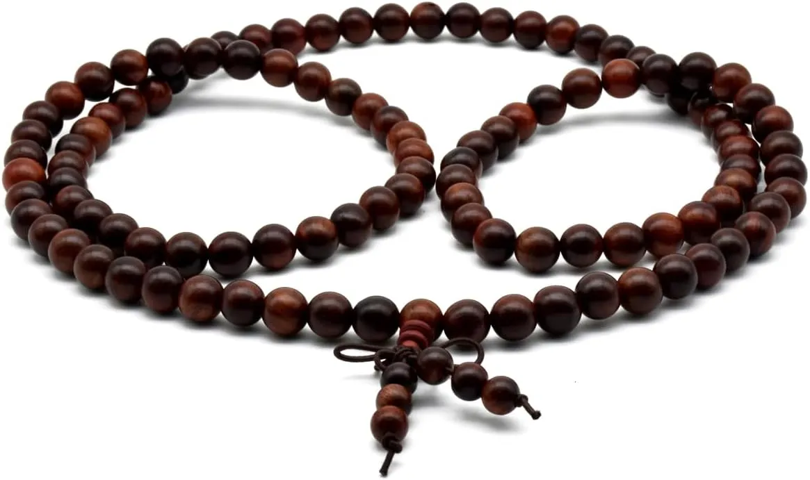 Zen Dear Unisex Natural Rosewood Prayer Beads Buddha Buddhist Prayer Meditation Mala Necklace Bracelet