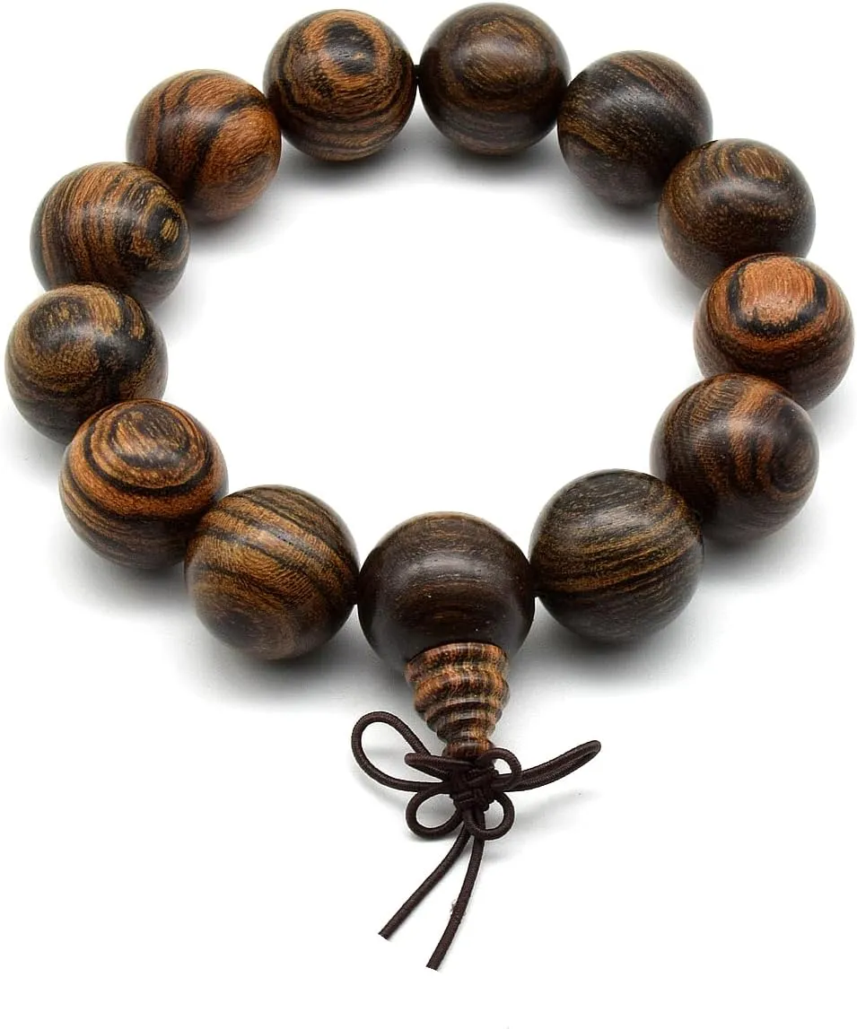 Zen Dear Unisex Natural Tigerwood Mala Beads Buddhist Prayer Bracelet Link Wrist Necklace Chain Beads