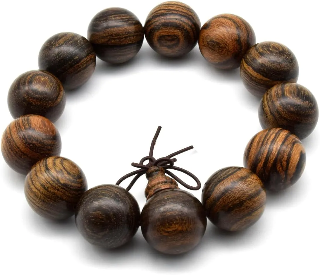Zen Dear Unisex Natural Tigerwood Mala Beads Buddhist Prayer Bracelet Link Wrist Necklace Chain Beads