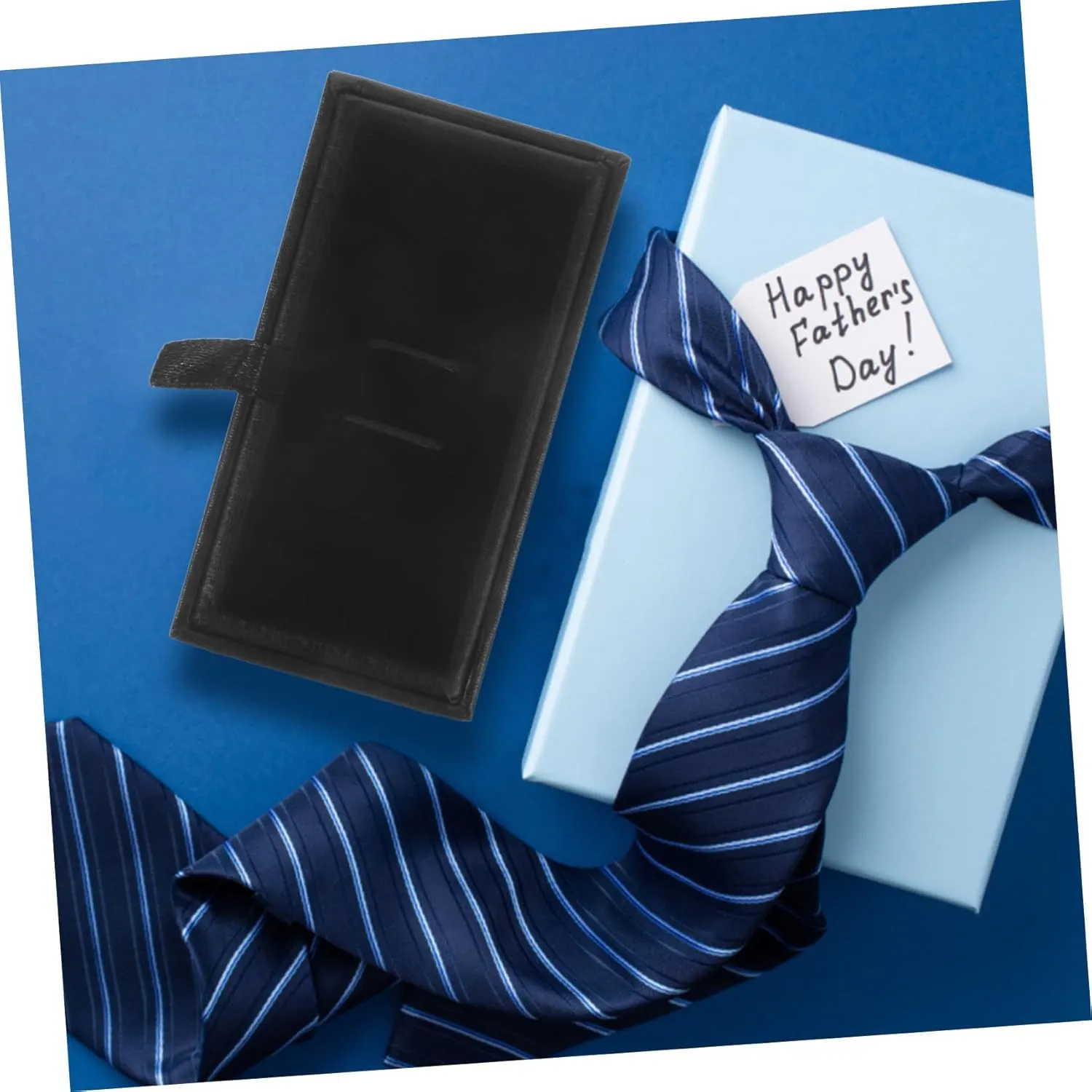 Zerodeko Elegant Luxury Tie Box Tie Clip Organizer Cufflinks and Tie Black Leather Small Jewelry Boxes for Tie Clips