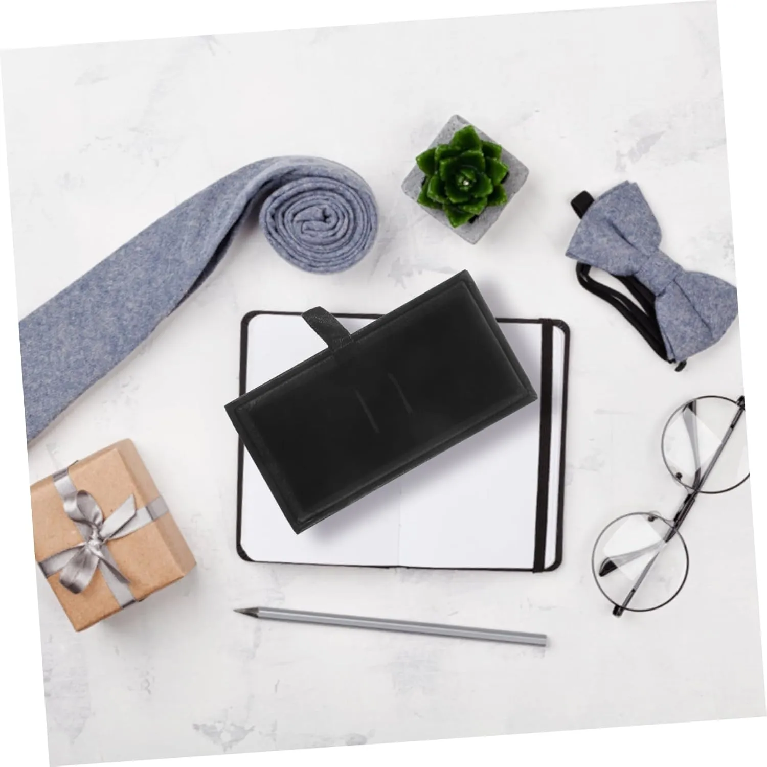 Zerodeko Elegant Luxury Tie Box Tie Clip Organizer Cufflinks and Tie Black Leather Small Jewelry Boxes for Tie Clips