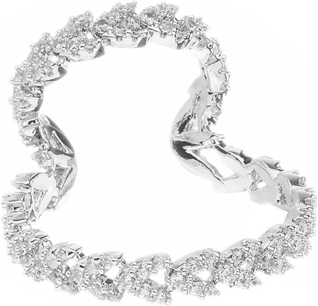 Zircon Heart-shaped Earrings for Women Cuffs wraps Ear Crawler No Piercing Ear Clip Rhinestone Plated Zircon Crawler Fairy around Earrings Sleeve Pendant Cz Hypoallergenic Earrings