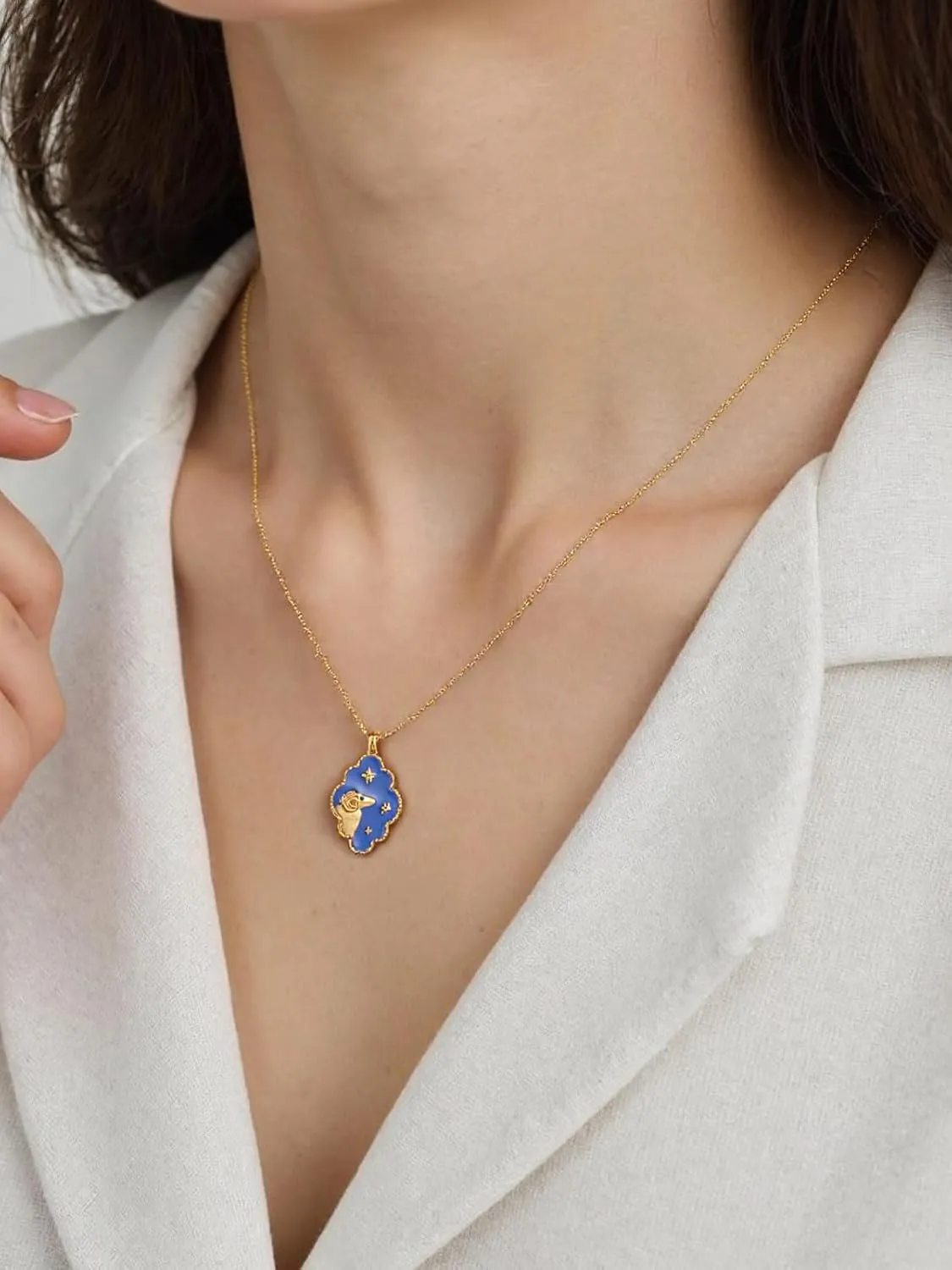 Zodiac Necklace for Women 18K Gold Astrology Jewelry Enamel Constellation Pendant CZ Pearl Jewelry Birthday Gifts for Women,Necklace for Wife Daughter Mom and Sister